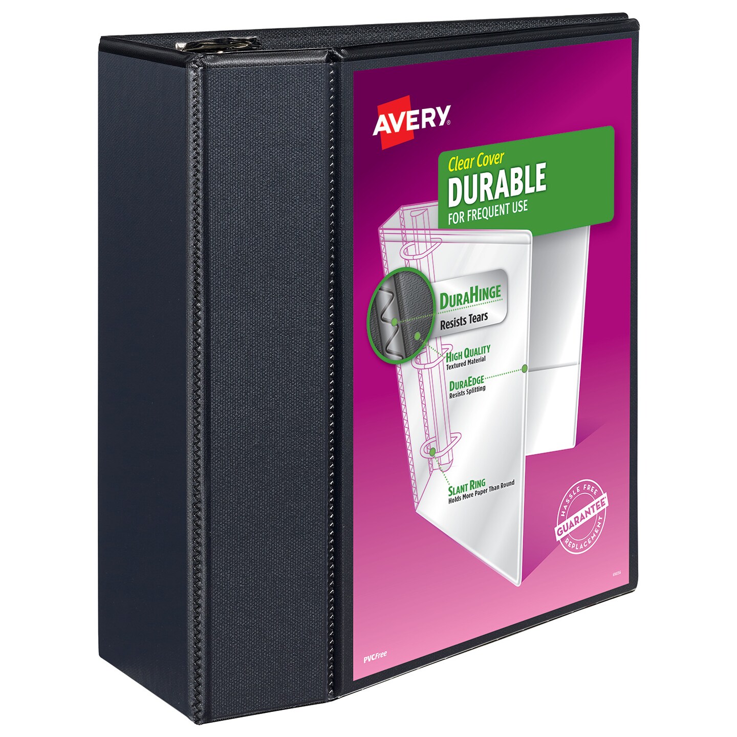 Avery Durable View 3 Ring Binder, 5 Inch EZD Rings, 1 Black Binder (09900)