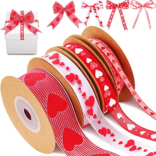 Valentine's Day Fabric Ribbon Heart Ribbons Craft Gift Wrapping Ribbon for  Valentine's Day Wedding Gift Wrapping DIY Supplies