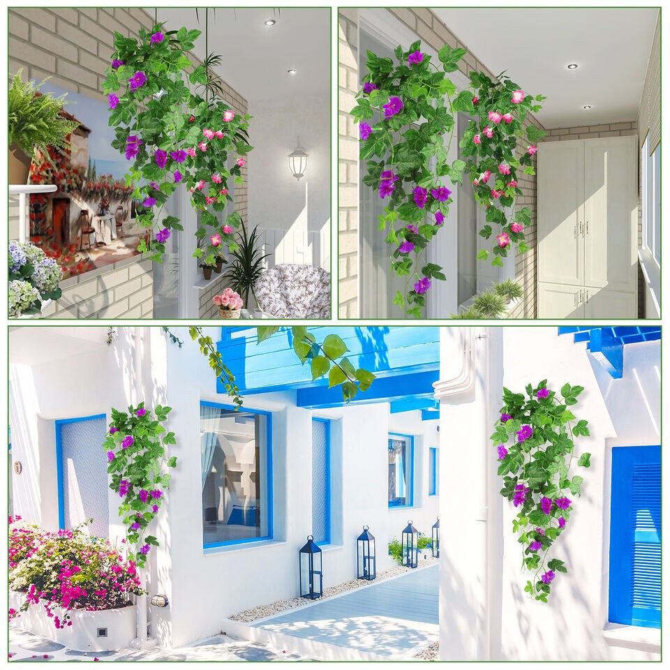 Artificial Fake Morning Glory Flower Vine Hanging Garland Plant.