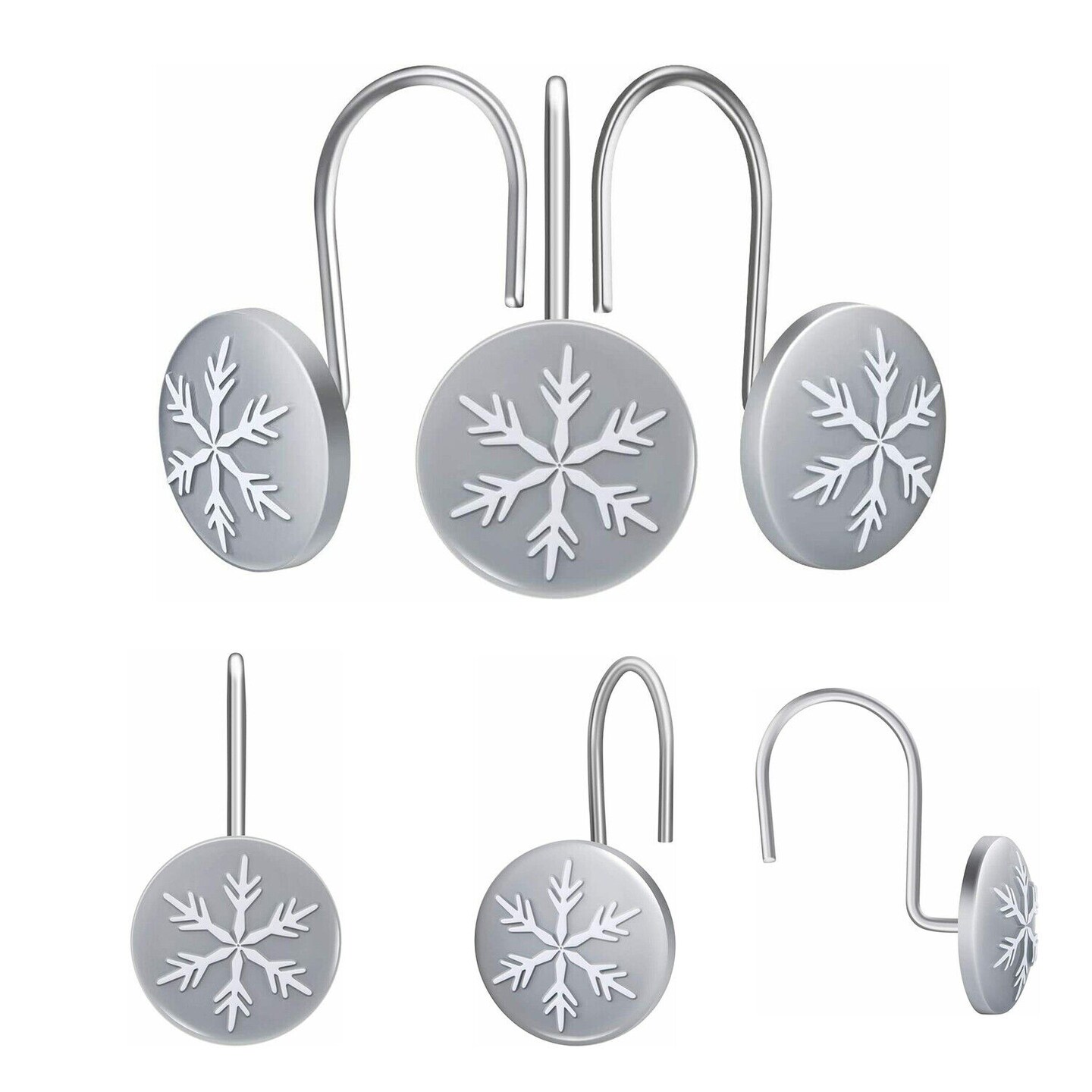 Decorative Christmas Bath Shower Curtain Liner Hooks 12pcs