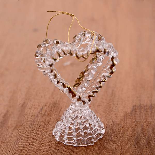 Double Heart Picture Frame Glass Ornament- Clear