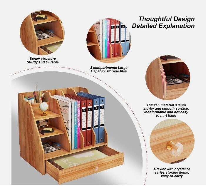 Office Desk Organizer Wooden Desktop Supplies