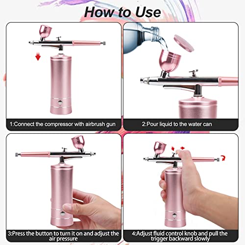 Airbrush-Kit Rechargeable Cordless Airbrush Compressor -Auto Handheld Airbrush Gun, Airbrush Set Portable Wireless Air Brush for Barber, Nail Art, Cake Decor, Makeup, Model Painting