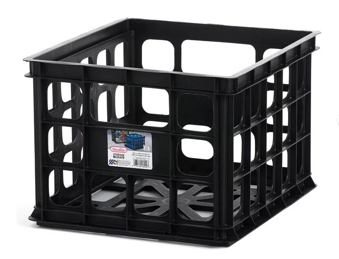 6 Pack Heavy Duty Plastic Black Storage Box Milk Crate