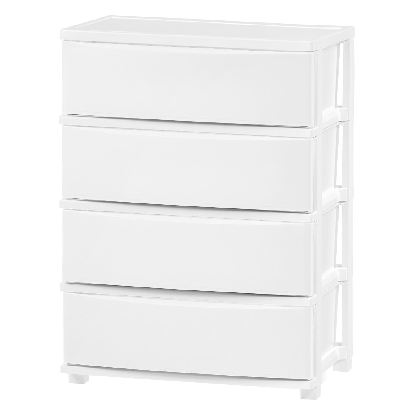 Iris USA 4 Slim Plastic Drawer Storage with Casters, White