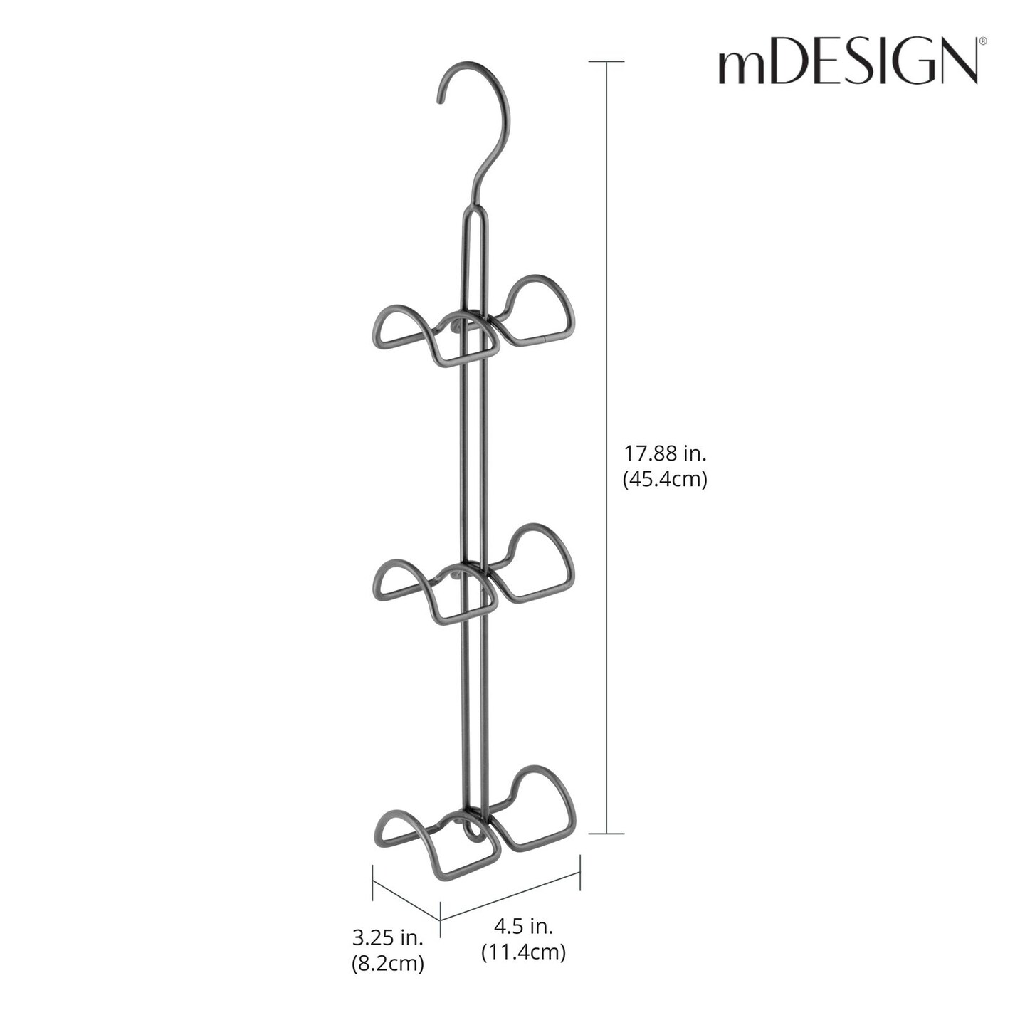 mDesign Metal Wire Over Closet Rod Hanging Handbag Organizer, 2 Pack