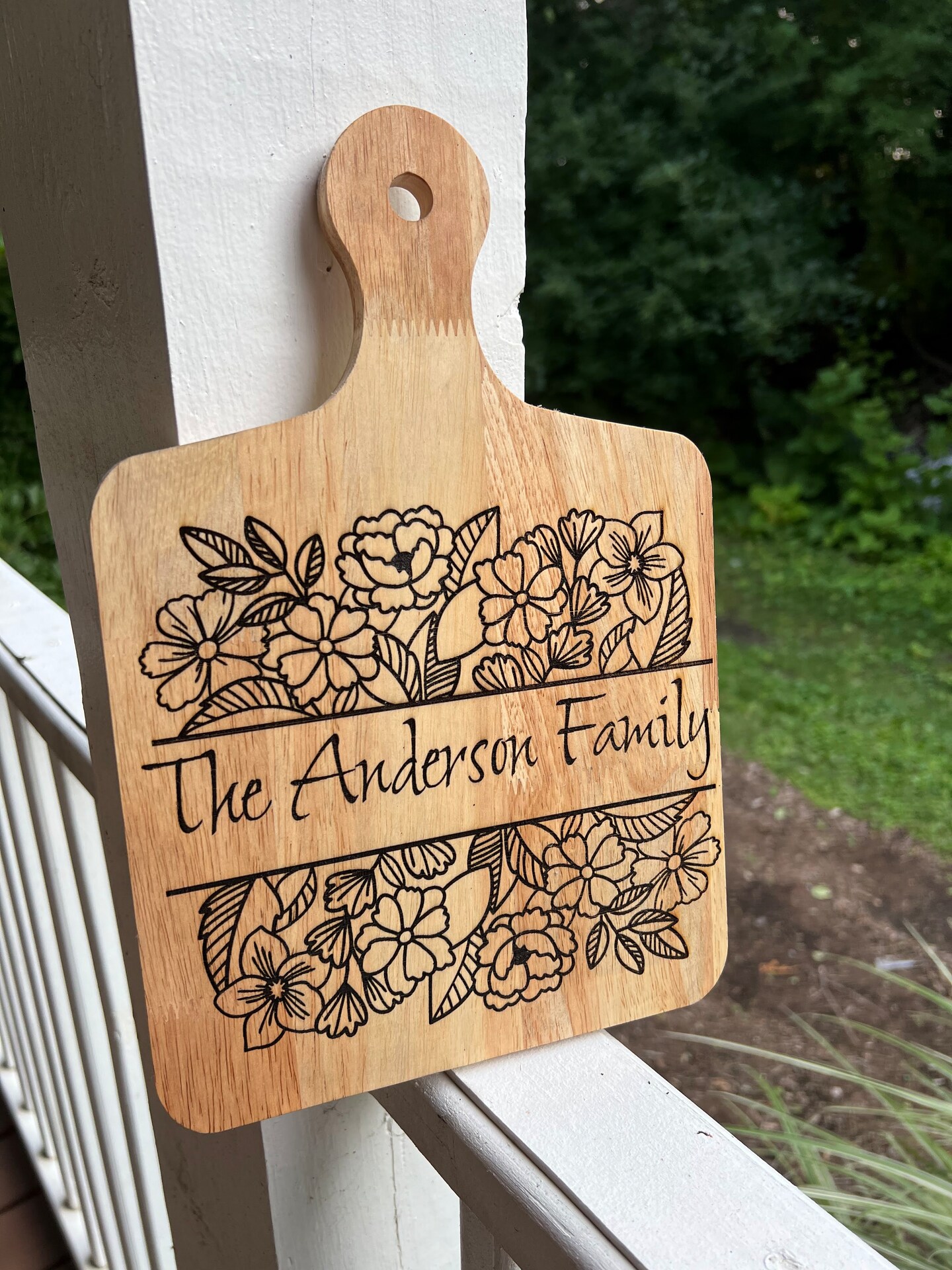 Handmade Personalized Family Name Oak Wood Square Cutting Board ...