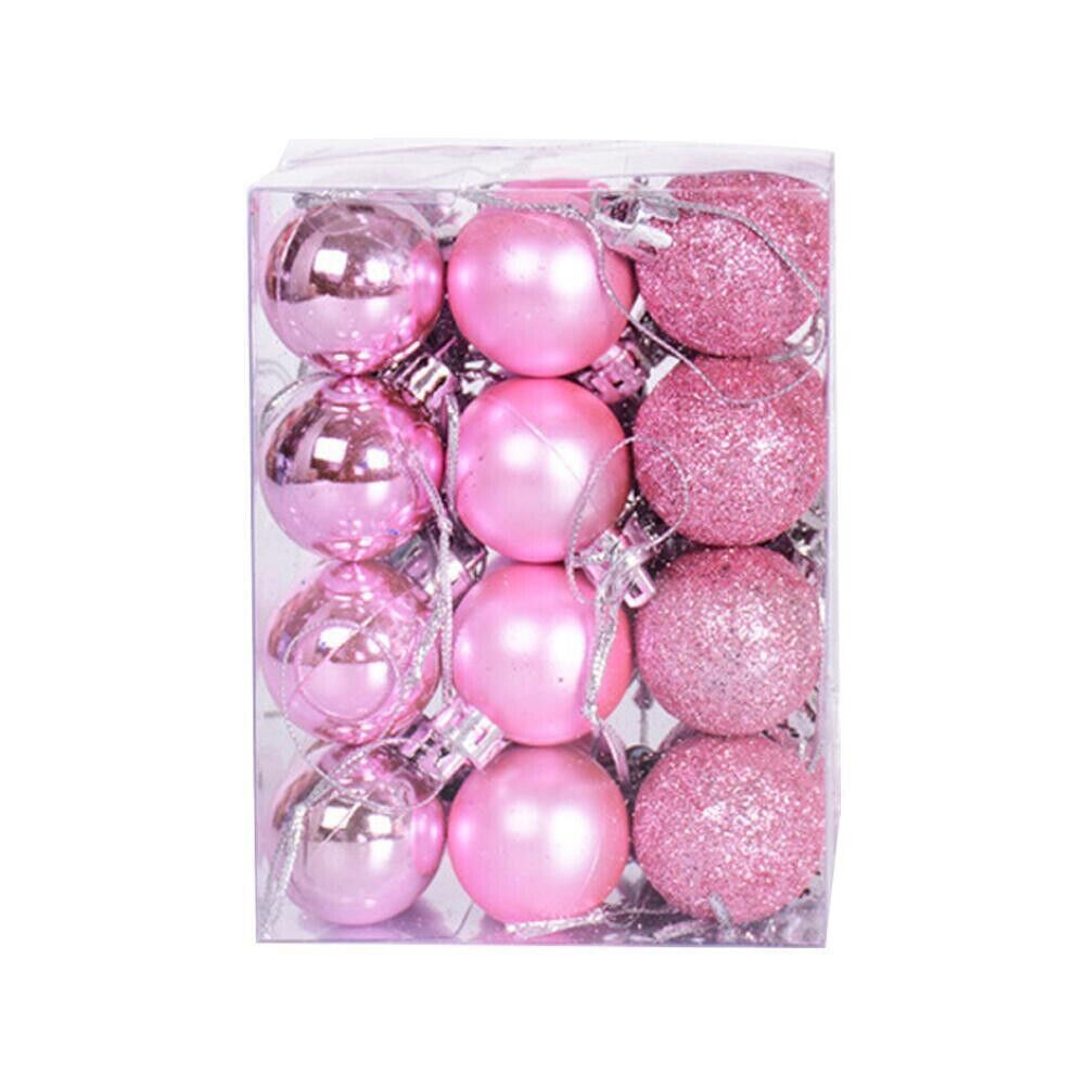 24pcs Mini Shatterproof Christmas Tree Ball Ornaments Shiny and Glitter