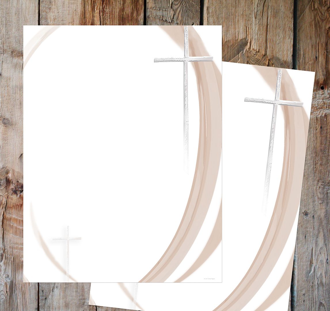 Great Papers! Swirls and Cross Religious Stationery Letterhead, Invitations and Announcements, Printer Friendly, 8.5"x11", 80 Pack