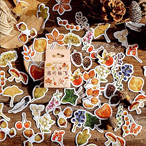 46 Pieces Small Size Fall Scrapbooking Laptop Stickers, Doraking Boxed DIY Decoration Autumn Leaves Stickers for Laptop, Planners, Scrapbook, Suitcase, Diary, Notebooks, Album(Falling Leaves, 46pcs/ Box)