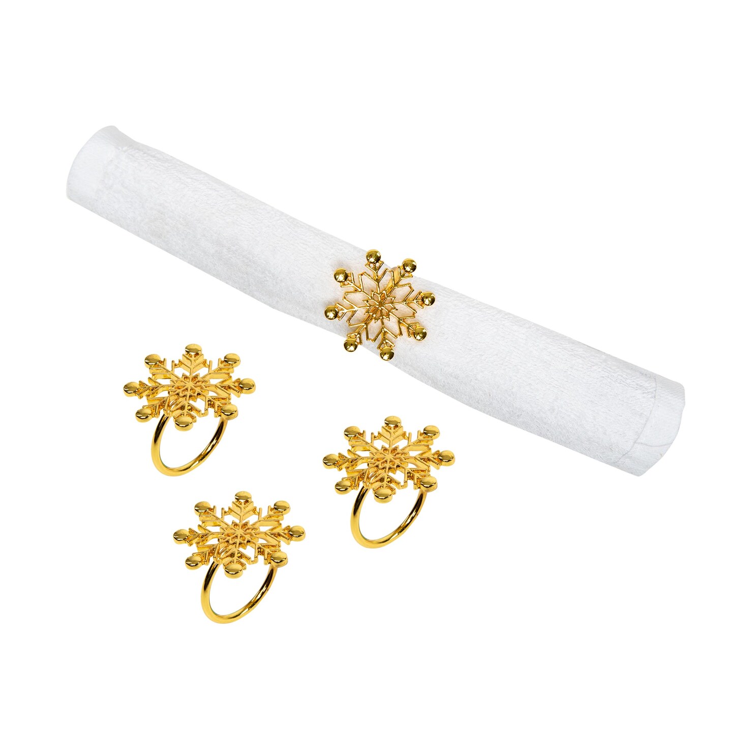 Gold Winter Snowflake Decorative Napkin Ring Set of 4 Michaels