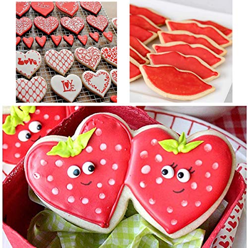5 Pieces Valentine&#x27;s Day Heart Cookie Cutter Set -  Valentine Cookie Cutters - Heart, Lips, Heart with Arrow, Double Heart