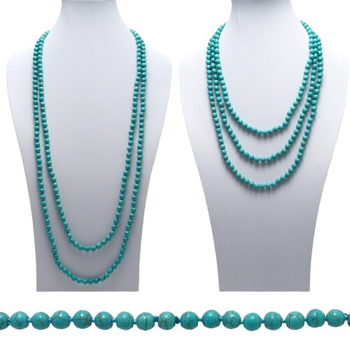 8 mm Genuine Natural Turquoise Stranded Bead Necklace