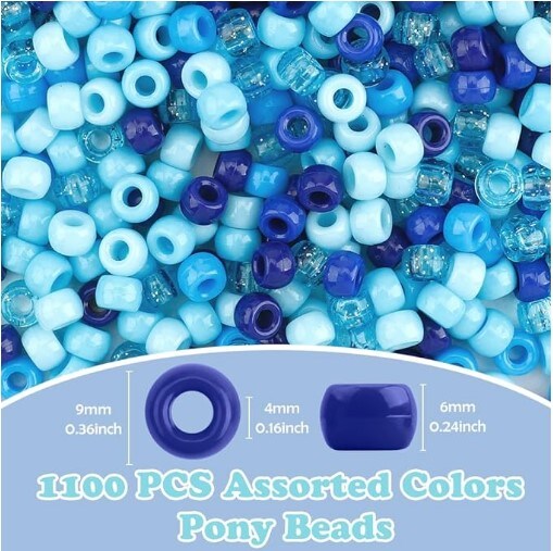 Pony Beads 1100 Pcs, Beads for Jewelry Making, Beads for Bracelets Making,  Hair