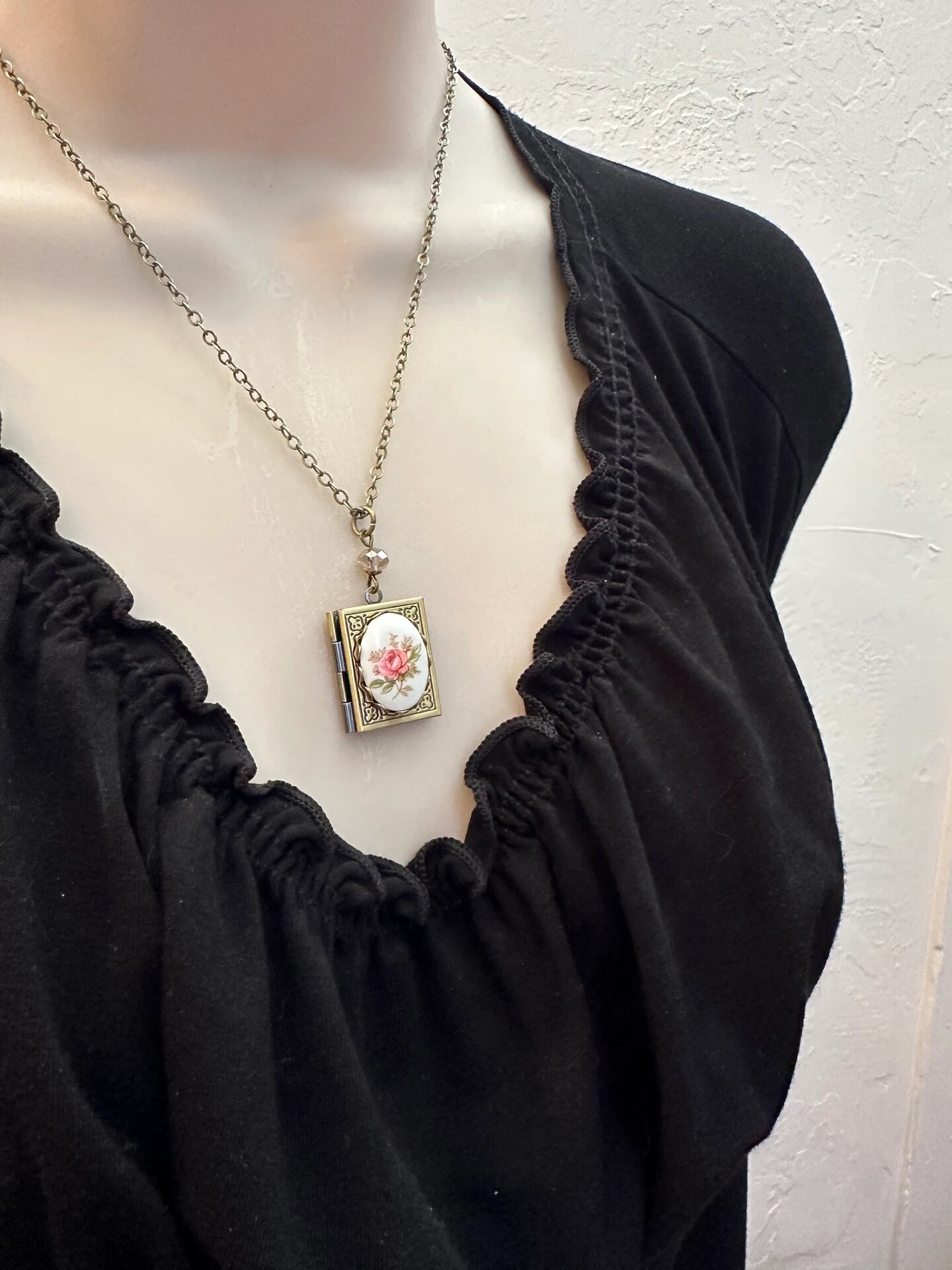 Elegant 925 Silver Christian Catholic Bible Book Rose Locket Pendant  Necklace | eBay