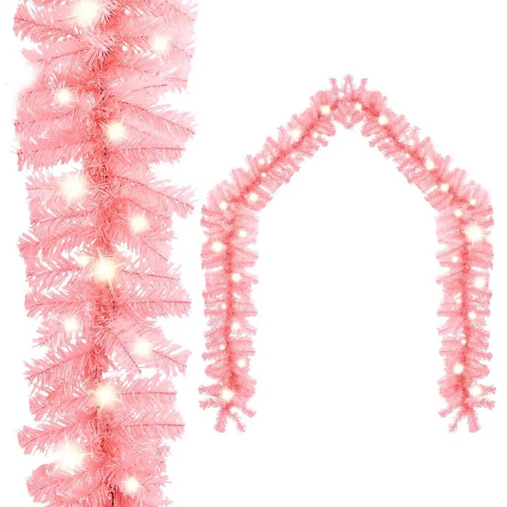 33 ft Pink Christmas Garland with LED Lights