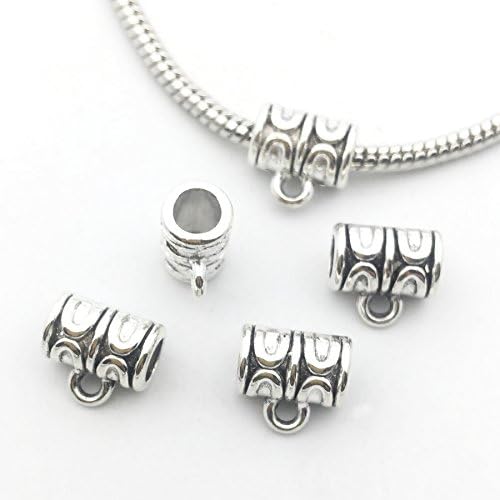 125 Pieces Mixed Antique Tibetan Silver Bail Tube Beads,Spacer Bead,Bail Beads,Bead Hanger Fit Charm European Bracelet Pendant (M079)