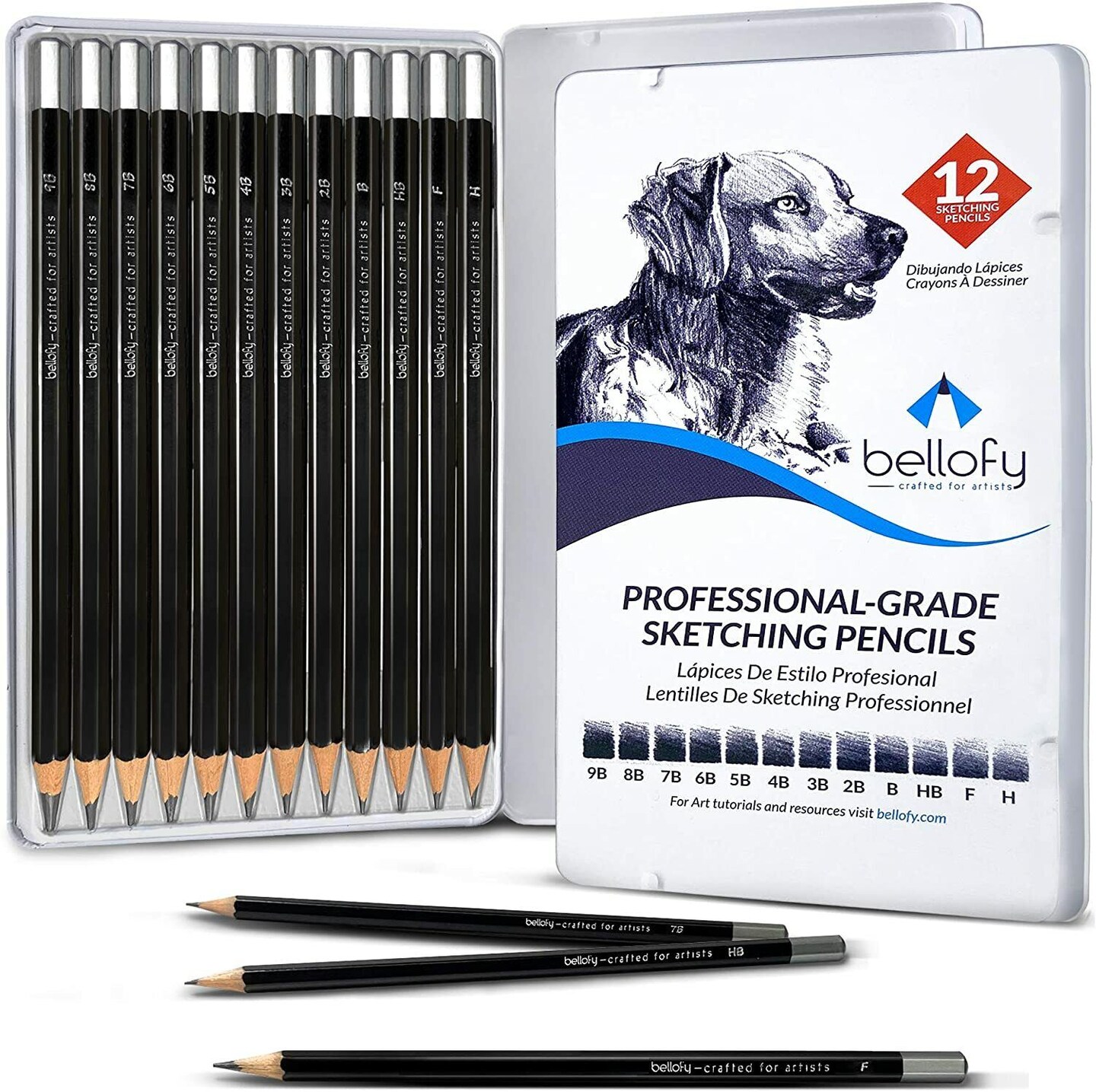 12 Piece Drawing Sketch Pencils , Graphite Shading Art Tools.