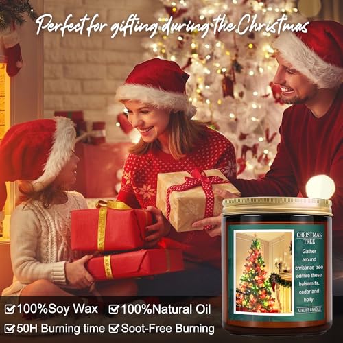 Christmas Candle, Christmas Tree Candle Scents of Balsam Fir Cedar Holly  and Evergreen Holiday, Christmas Scented Candles for Home - 7 oz  Aromatherapy Jar Candles, Christmas Gift for Women and Men
