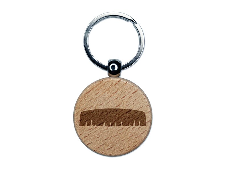 Painter&#x27;s Brush Mustache Moustache Silhouette Engraved Wood Round Keychain Tag Charm