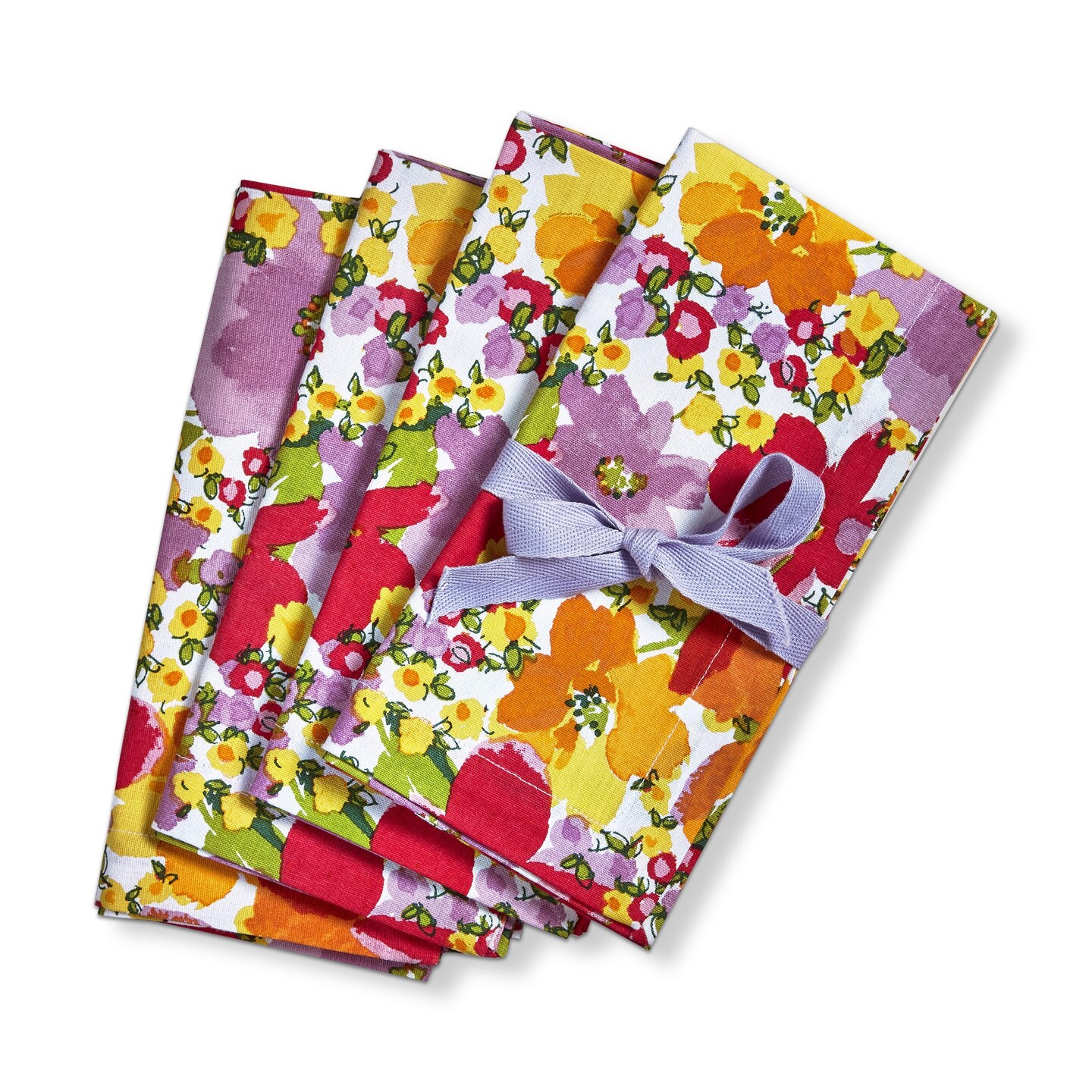 Printed Floral Linen Napkins Set of 4.