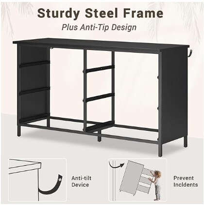 6 Drawer Bedroom Dresser, Wood Double Dresser with Steel Frame, Bedroom Chest of Drawers, Storage Organiser Unit for Closet, Living Room and Hallway
