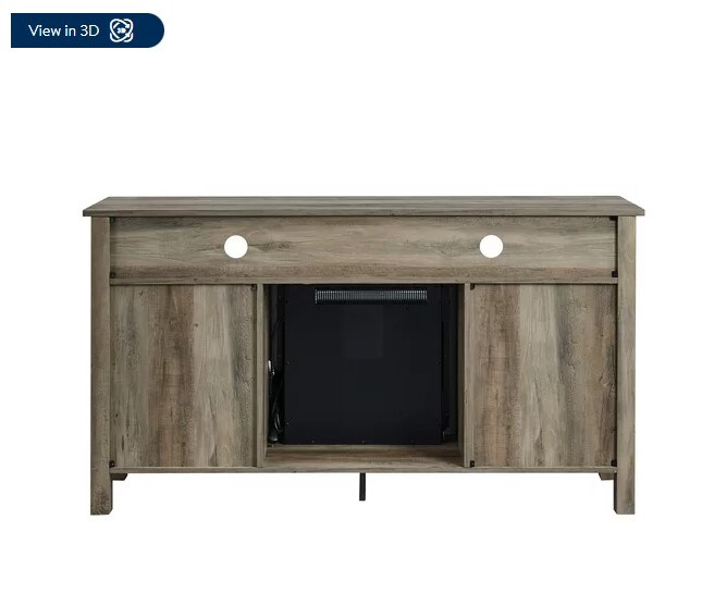 Grey Wash Highboy 2 Door Electric Fireplace TV Stand for TVs up to 65&#x22;