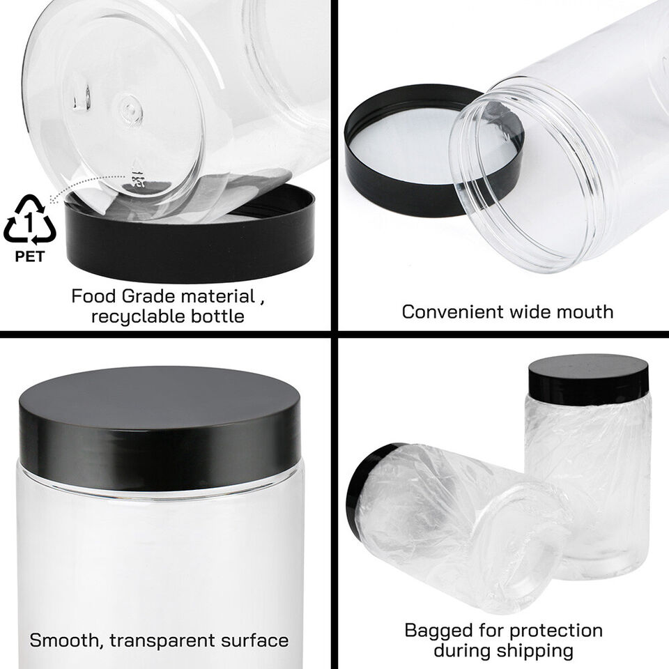 3PC Clear Large Plastic Jars Sample Container