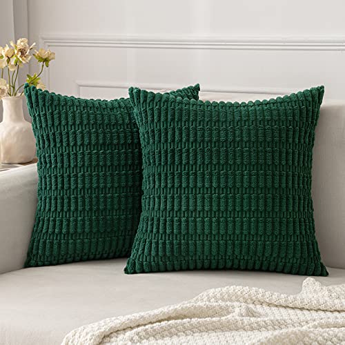 Dark Green Pillow Covers FUTEI Sage Green Velvet Throw Pillow Covers 18x18 Inch Set Modern Living Room Decor
