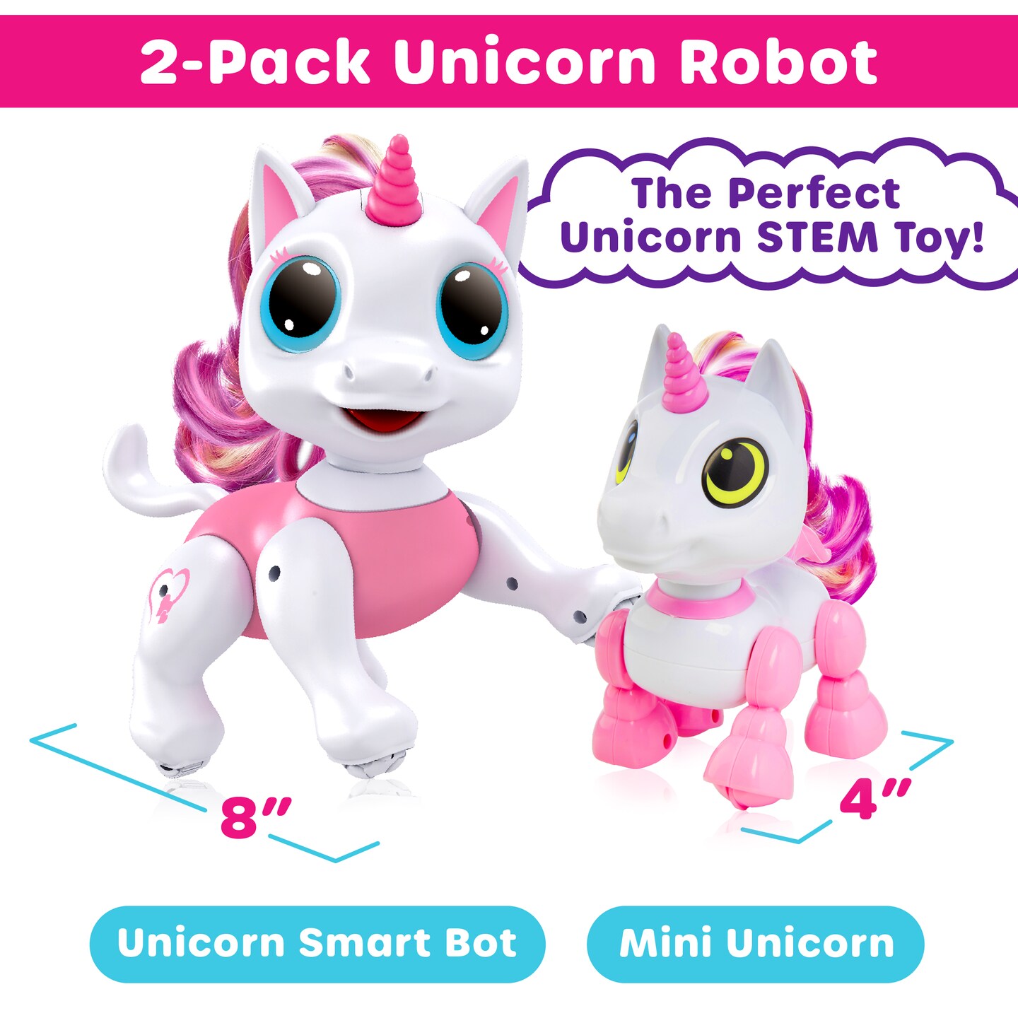 Power Your Fun Robo Pets Unicorn For Girls and Boys - 2pk