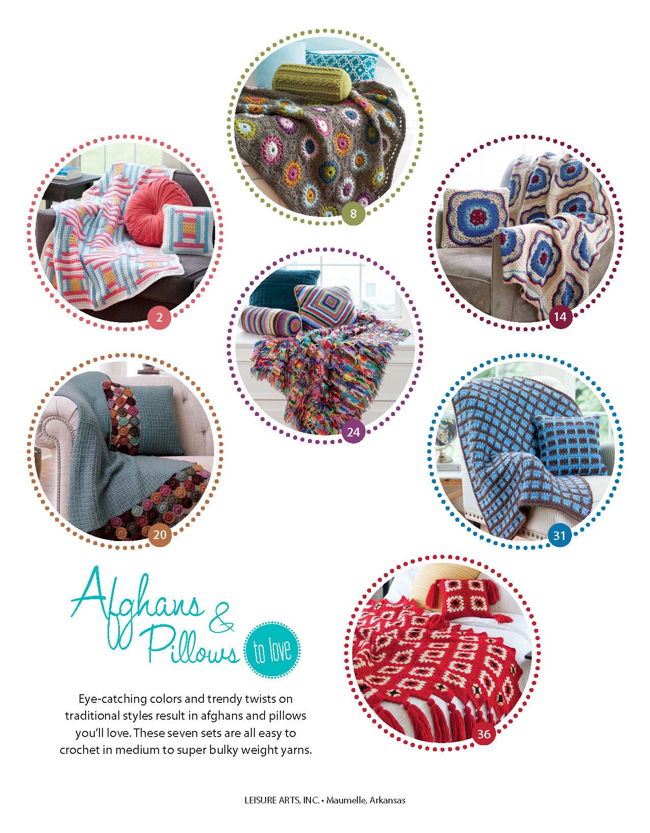 Leisure Arts Afghans and Pillows To Love Crochet Book