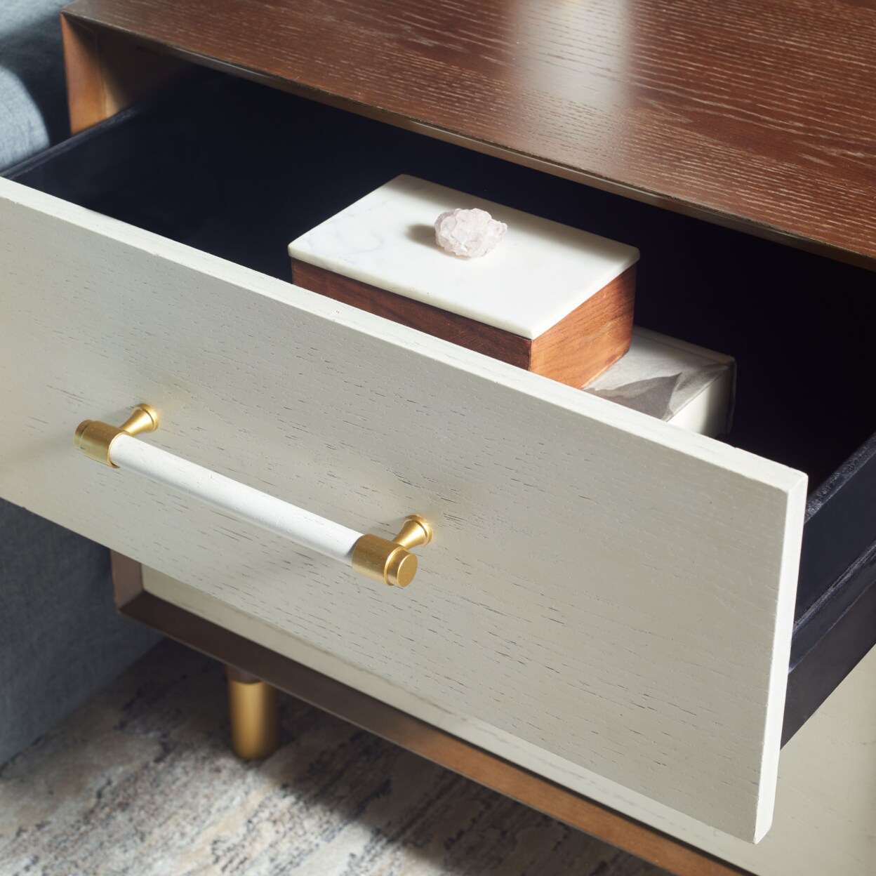 Safavieh   Justice 2-Drawer Nightstand Walnut / White Washed