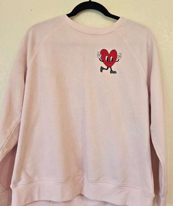 Embroidered heart online sweatshirt