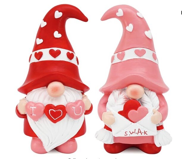 Decorations for Valentine's Day Gnomes Resin Valentines Gnomes Gift for Her - Tiered Tray Decor for Valentines Day - Pink Love Valentine Mantle, Table Shelf Display