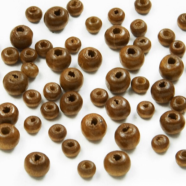 6 Packs of Round Wood Beads Pack of 60