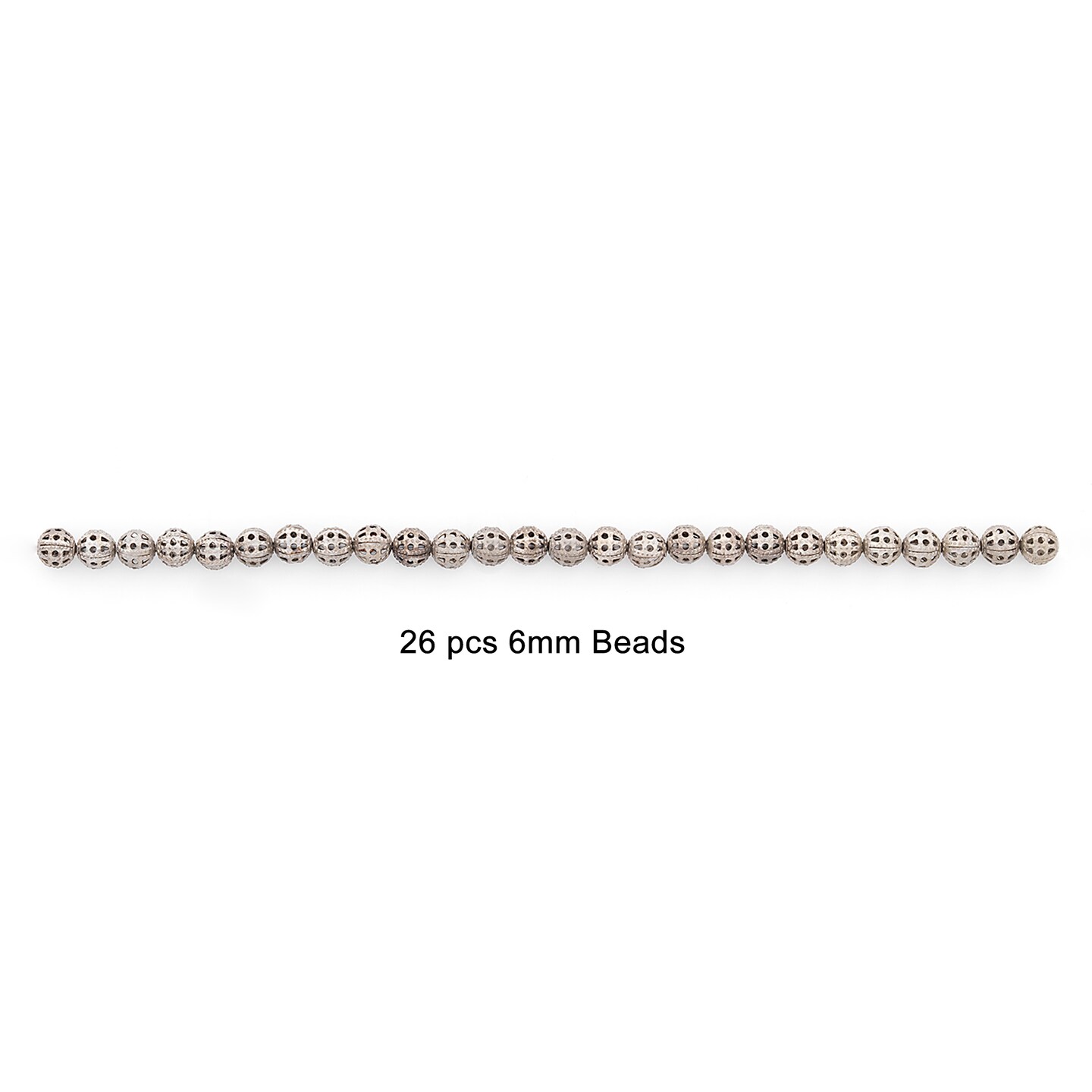 Filigree Metal 6mm Beads Pack of 26  - Antique Silver