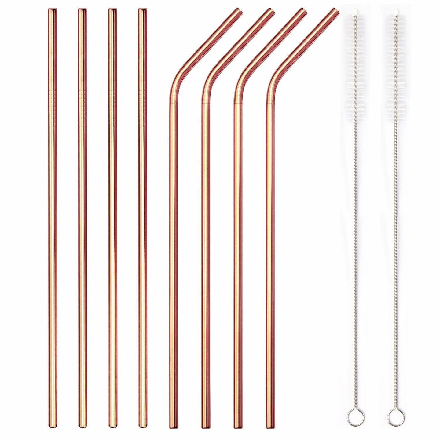 Kitcheniva 8PCS 10.5" Stainless Steel Ultra Long Metal Cocktail Straw And 2 Cleaner Brush