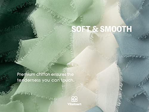 Vitalizart 1&#x22; x 18Yd Chiffon Silk Ribbon Mixed Color Ribbons Set 2 Yd x 9 Rolls Fringe Fabric Eco-Friendly for Wedding Invitations, Bridal Bouquets, Decorations, Gifts Wrapping &#x26; Bow Making
