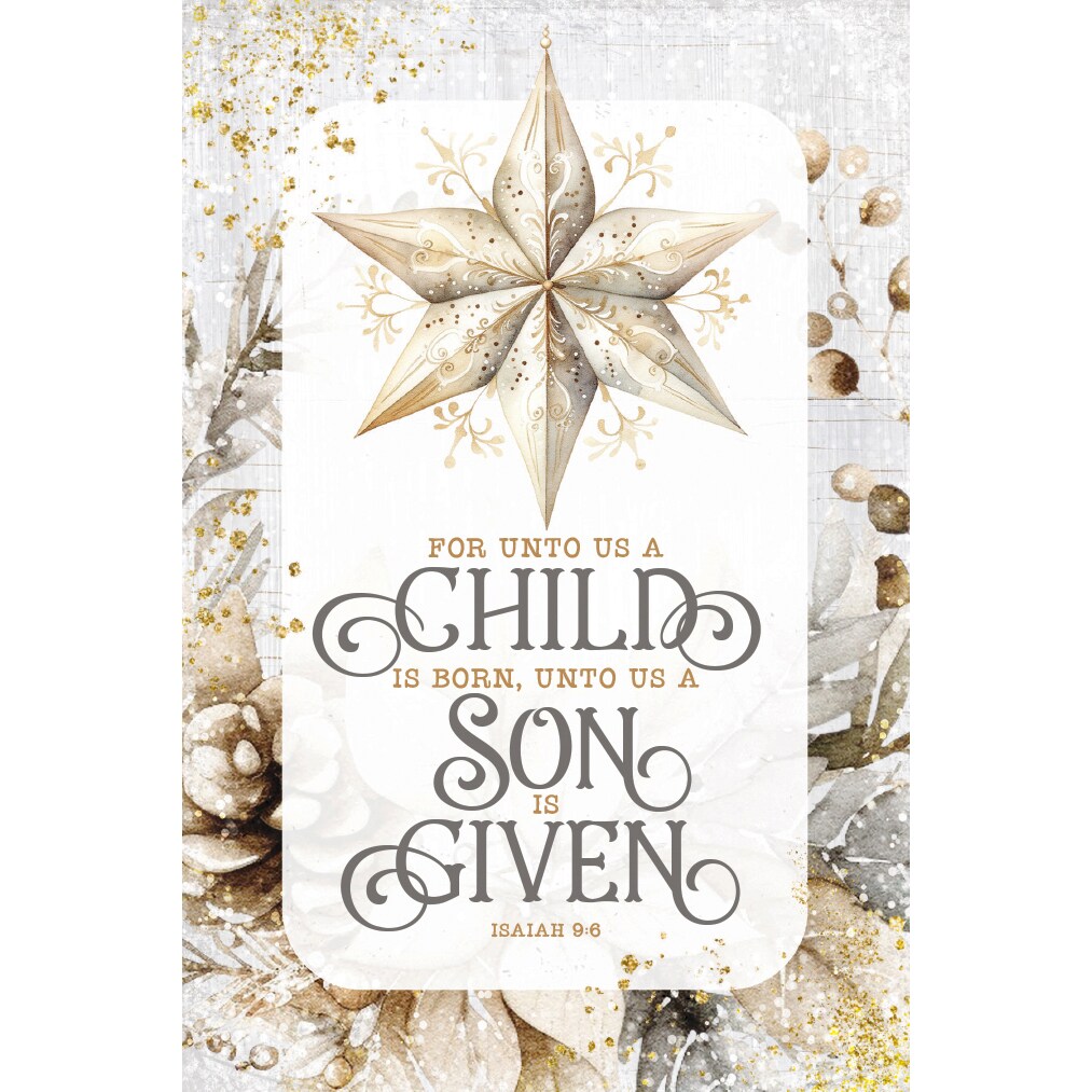 For Unto Us A Child Christmas Wood Plaque with Easel and Hook Wall Tabletop Art - 4 inches x 6 inches