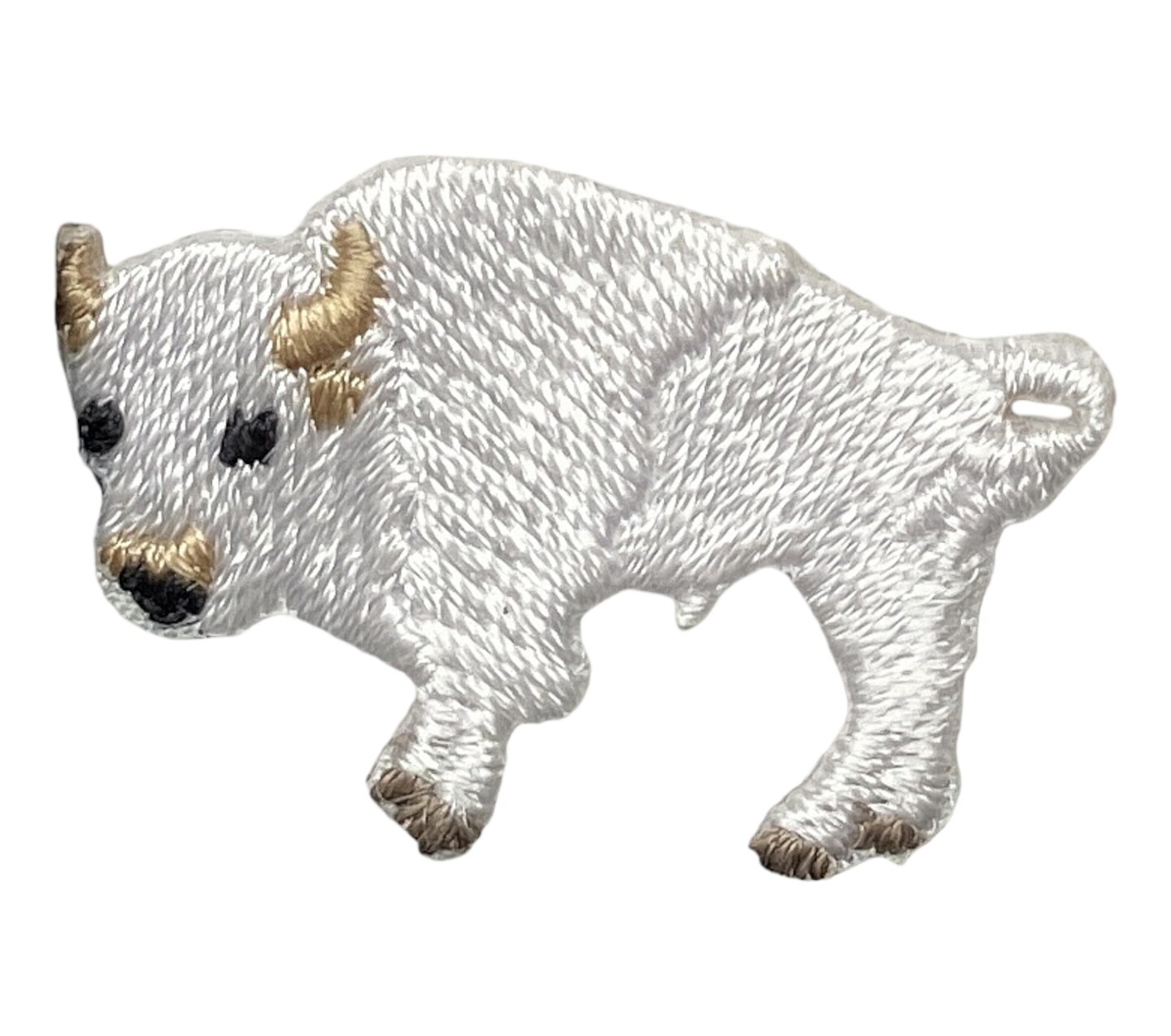 Mini White Buffalo, American Bison, Embroidered, Iron on Patch