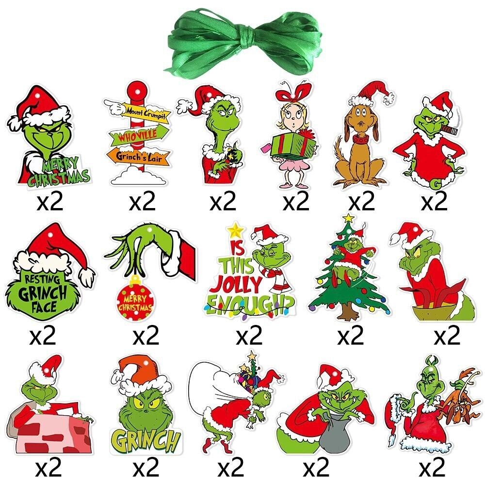 Decorative Christmas Grinch Hanging Ornaments 32 pcs