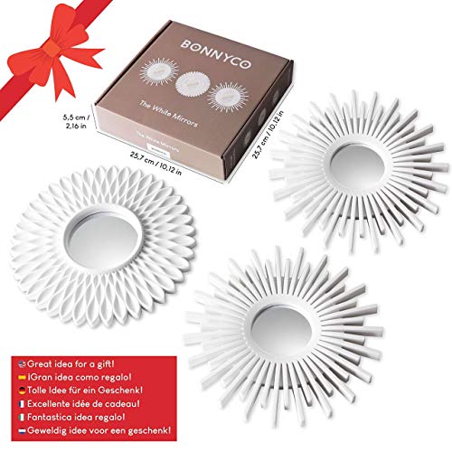 3 Pack Wall Mirrors White Mirrors for Home Decor, Bedroom Decor &#x26; Room Decor | White Wall Mirror Round Minimalist | Circle Mirror, Vintage &#x26; Chic Round Mirror - Gifts for Women, Mums