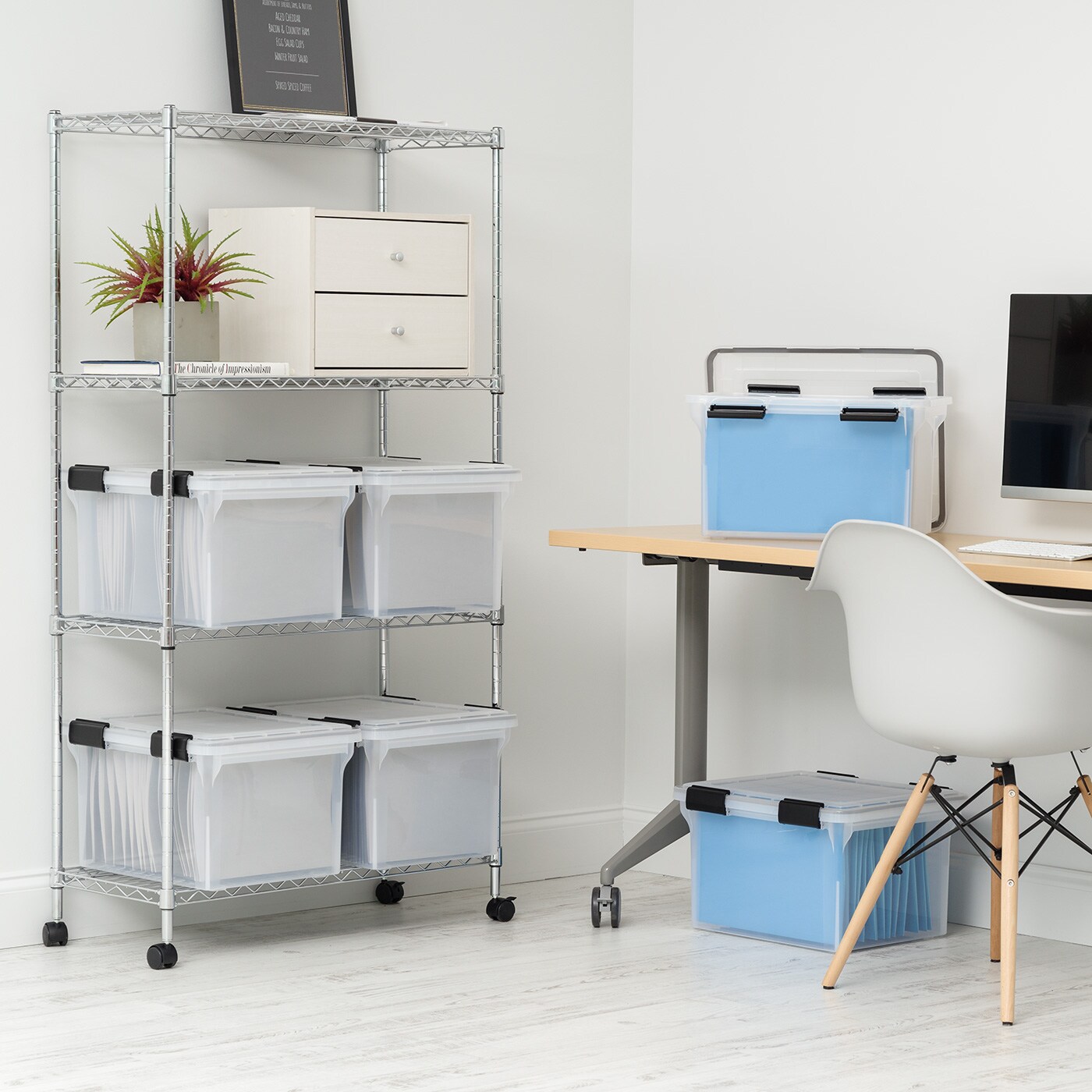 IRIS USA Letter Legal Size File Box 32qt WEATHERPRO Airtight Plastic Storage Bin with Lid and Seal and Secure Latching Buckles