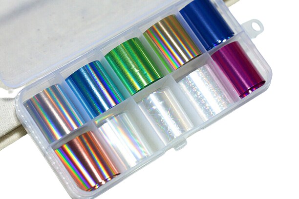 Kitcheniva Holographic Nail Foils DIY Art Transfer Stickers Set of 10