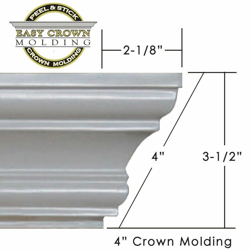 Peel & Stick Easy Crown Molding - 16' room Kit - includes 4 inside corners.