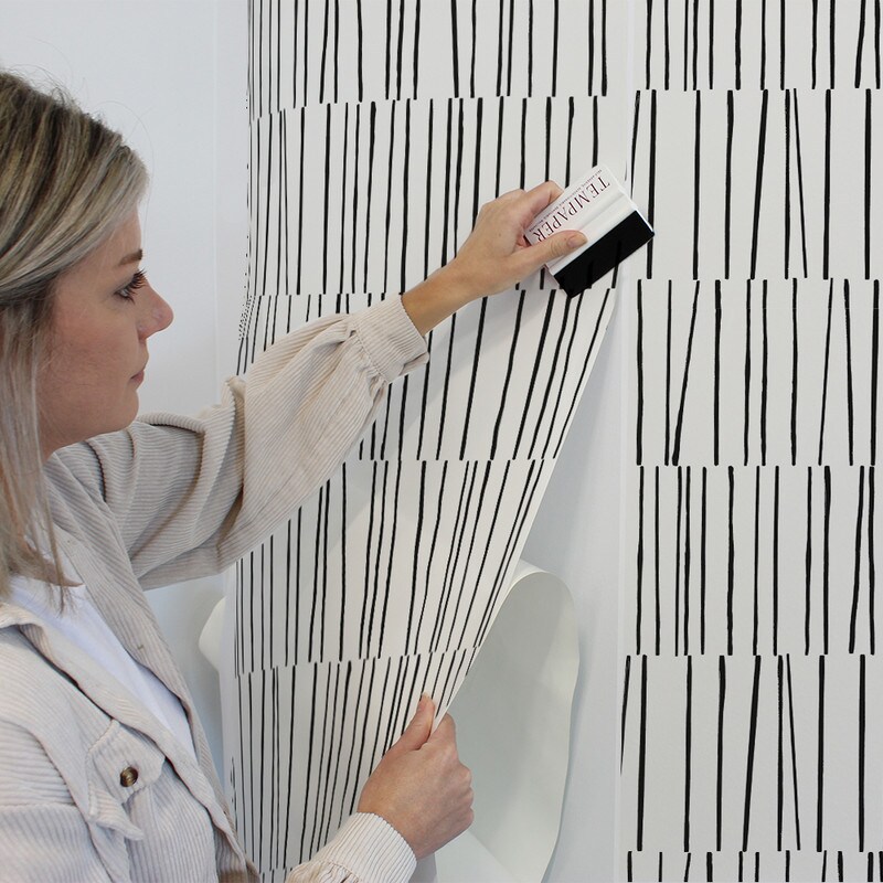 Tempaper Shift by Bobby Berk Peel and Stick Wallpaper White/Black
