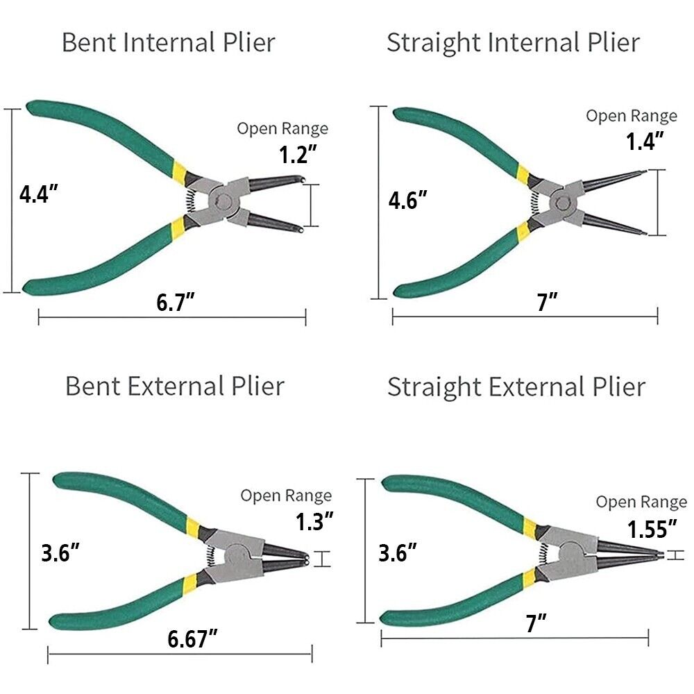 Kitcheniva 4 Pcs Internal External Snap Ring Heavy Duty Circlip Pliers Kit 7&#x22;