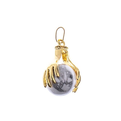 Earth&#x27;s Jewel White Turquoise Semi-Precious Round Pendant with Clasp