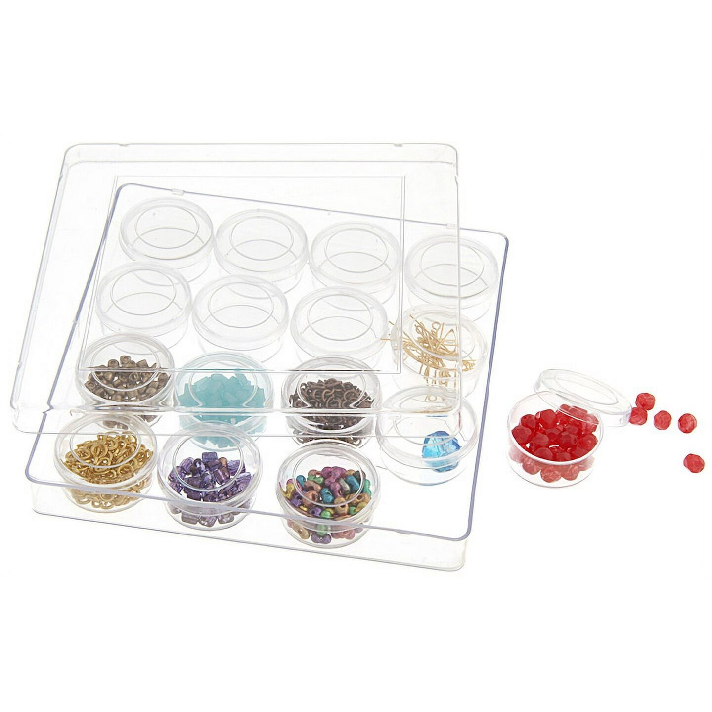 Joy Filled 13.5cm Plastic Bead Storage Box with 16 Containers