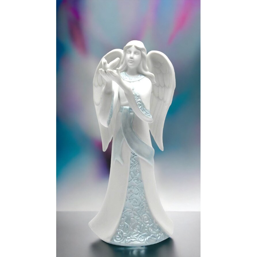 kevinsgiftshoppe Ceramic Angel Holding Dove Figurine Home Decor Religious Decor Religious Gift Church Decor